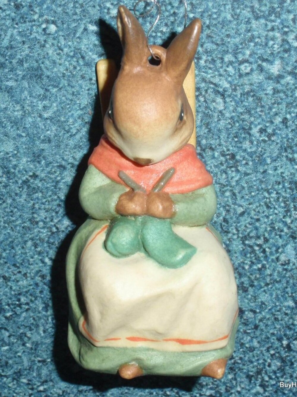 "Mrs. Rabbit" Toriart Anri Beatrix Potter Christmas Ornament Wood Carving #12294